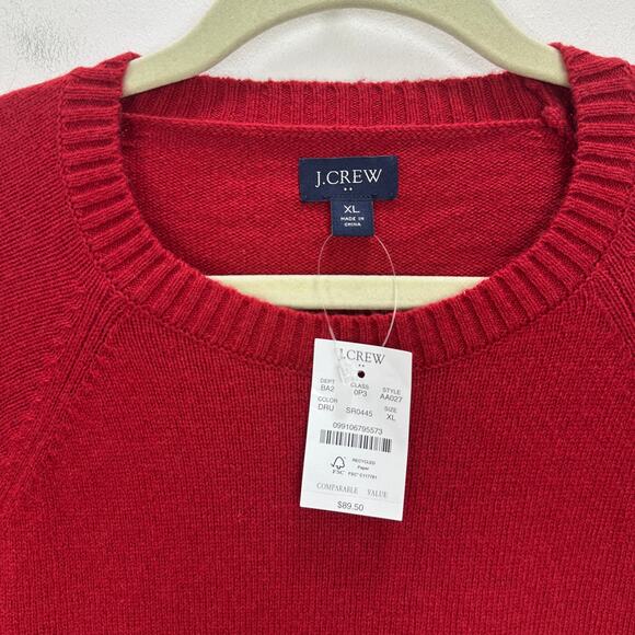 J.Crew Supersoft Lambswool Blend Crewneck Sweater Red Classic Mens XL NWT - Picture 6 of 11